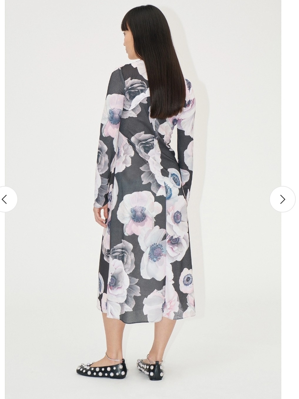 Crewneck Long Sleeve Midi Dress - Nostalgic Anemone - Picture 2 of 11